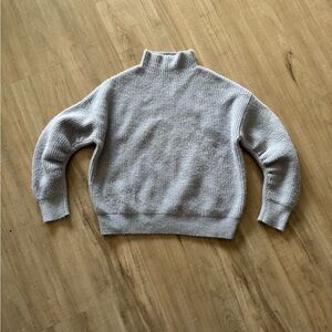 Gray Knit Turtleneck Sweater